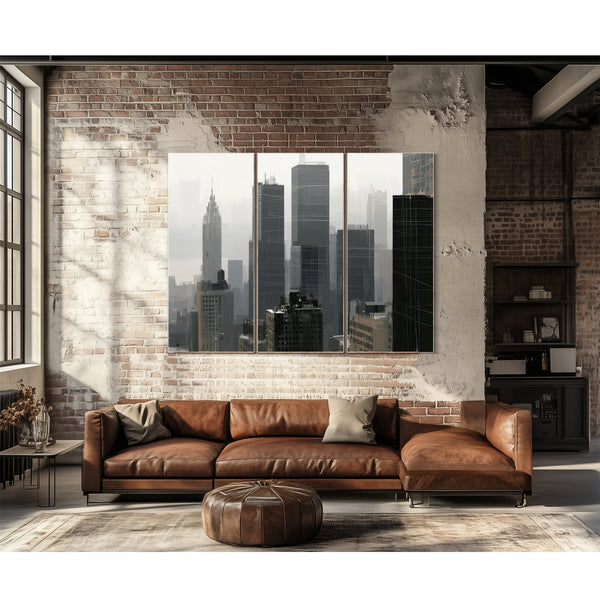 Gray City Skyline In Misty Morning Light by Bella Frye