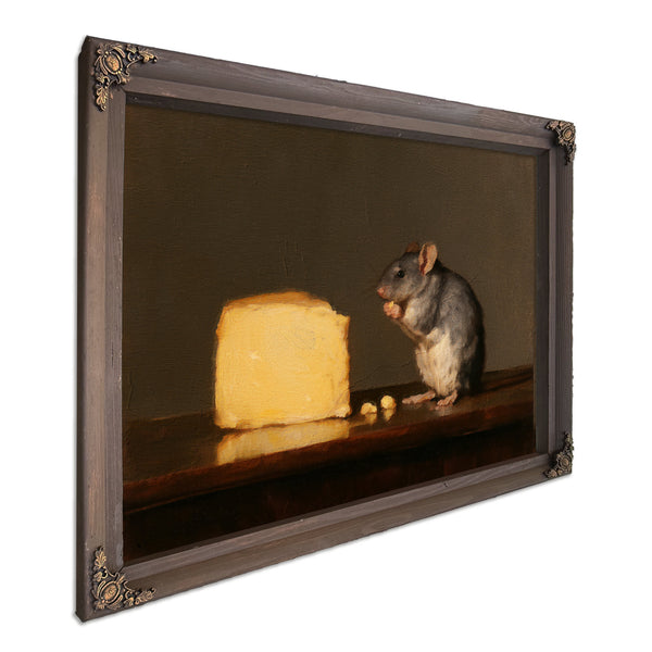 Gray Rat With Glowing Cheese Still Life by Bella Frye