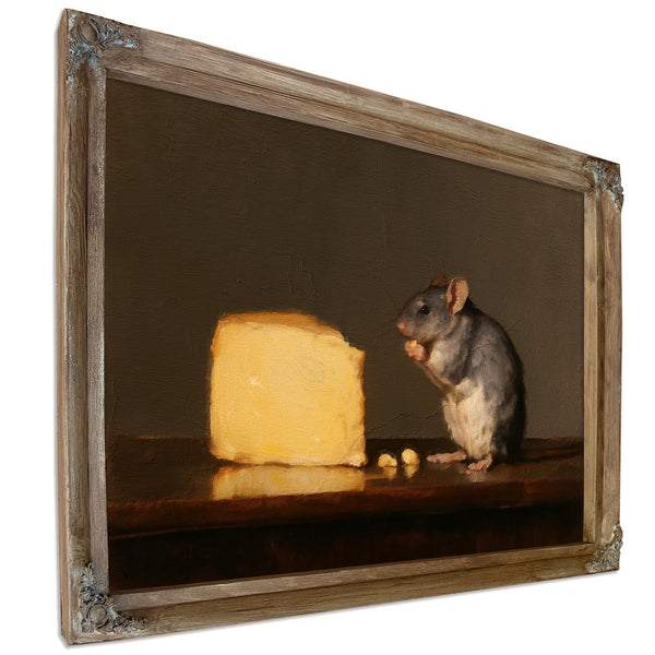 Gray Rat With Glowing Cheese Still Life by Bella Frye
