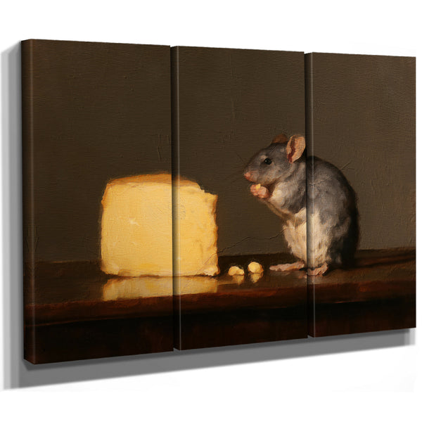 Gray Rat With Glowing Cheese Still Life by Bella Frye