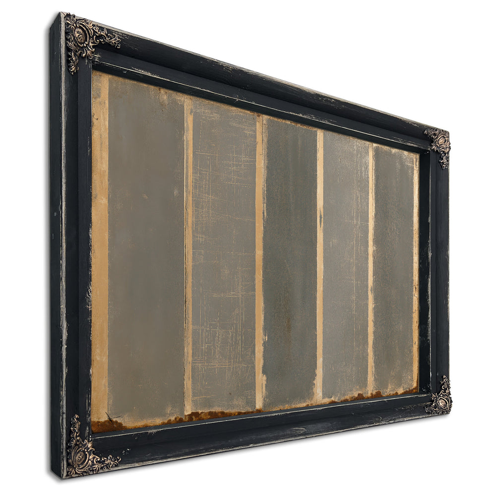Gray Striped Weathered Abstract Panel Painting by Bella Frye