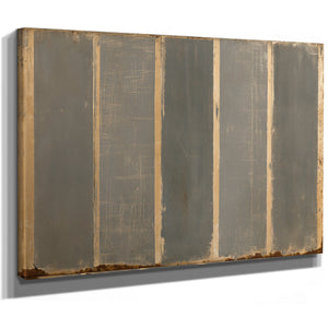 Gray Striped Weathered Abstract Panel Painting by Bella Frye