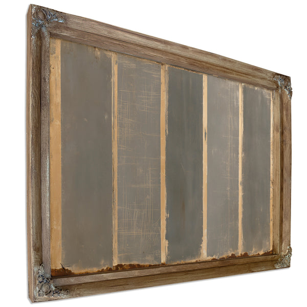 Gray Striped Weathered Abstract Panel Painting by Bella Frye