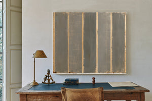 Gray And Tan Vertical Stripe Abstract Painting by Bella Frye