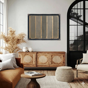 Gray And Tan Vertical Stripe Abstract Painting by Bella Frye