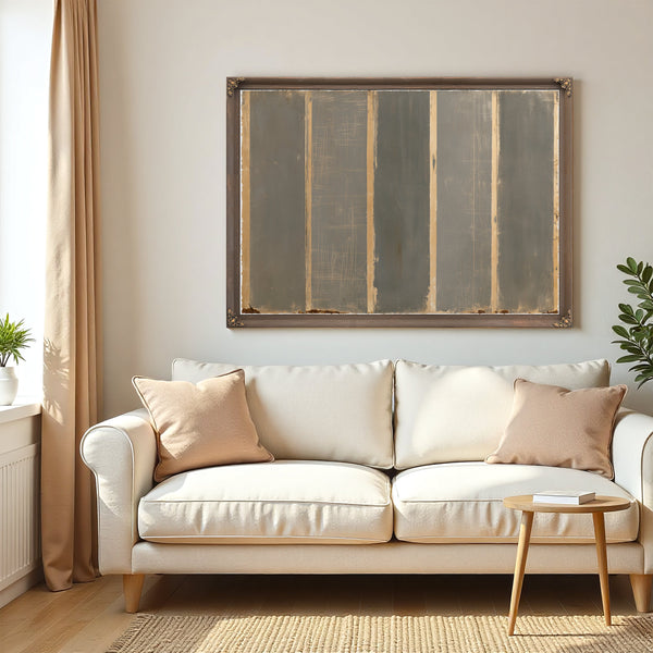Gray And Tan Vertical Stripe Abstract Painting by Bella Frye