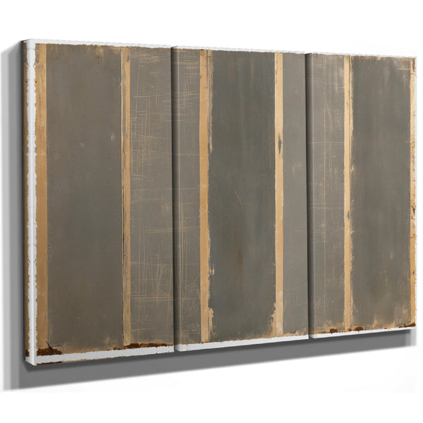 Gray And Tan Vertical Stripe Abstract Painting by Bella Frye