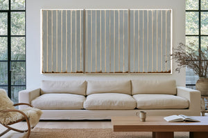 Gray Vertical Stripes On Aged Panel by Bella Frye