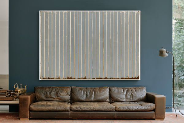 Gray Vertical Stripes On Aged Panel by Bella Frye