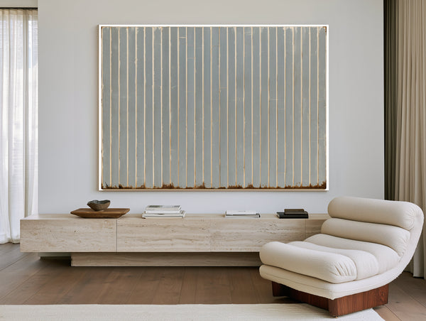 Gray Vertical Stripes On Aged Panel by Bella Frye