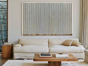 Gray Vertical Stripes On Aged Panel by Bella Frye