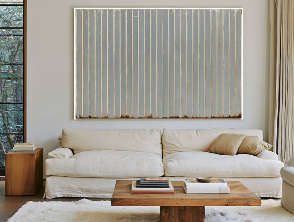 Gray Vertical Stripes On Aged Panel by Bella Frye