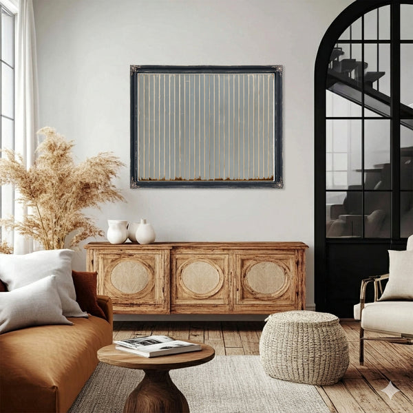 Gray Vertical Stripes On Aged Panel by Bella Frye