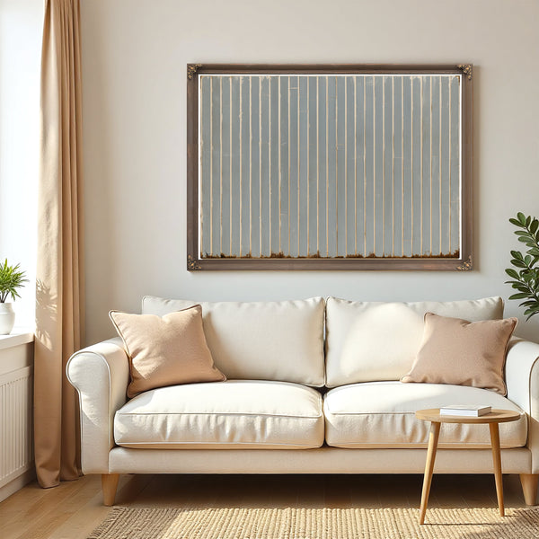 Gray Vertical Stripes On Aged Panel by Bella Frye
