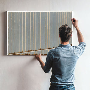Gray Vertical Stripes On Aged Panel by Bella Frye