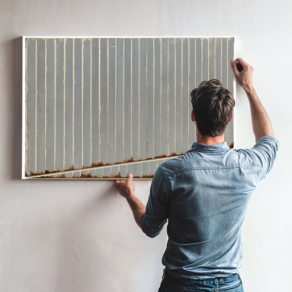 Gray Vertical Stripes On Aged Panel by Bella Frye
