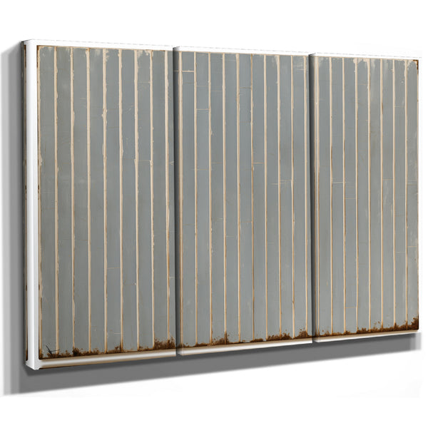 Gray Vertical Stripes On Aged Panel by Bella Frye