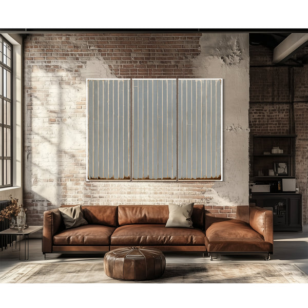 Gray Vertical Stripes On Aged Panel by Bella Frye