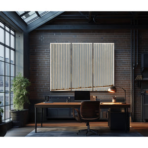 Gray Vertical Stripes On Aged Panel by Bella Frye