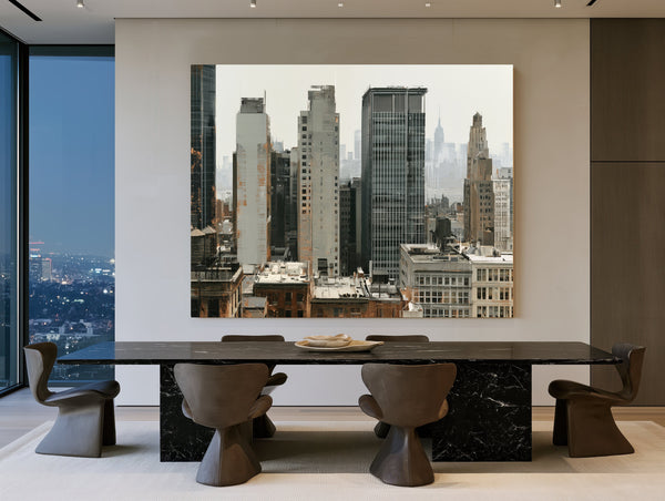 Hazy Urban Skyline With Midrise Buildings by Bella Frye
