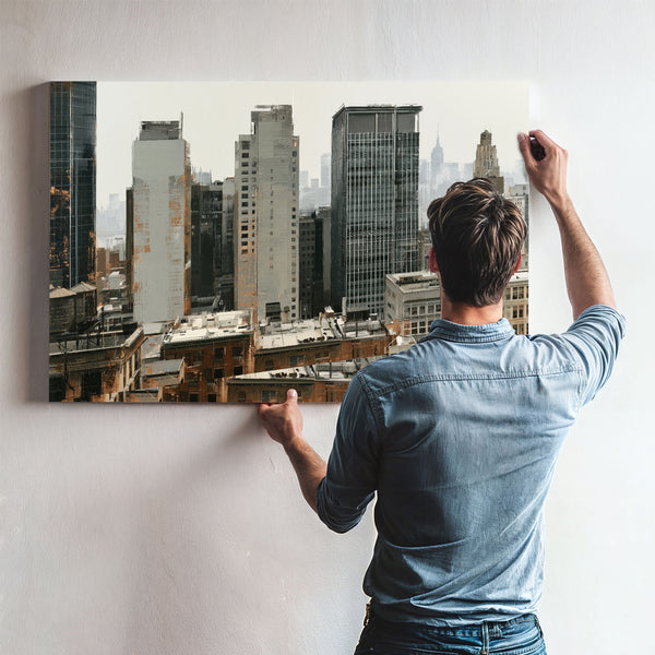 Hazy Urban Skyline With Midrise Buildings by Bella Frye