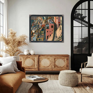 Hillside Village Stairway Warm Afternoon Light by Bella Frye
