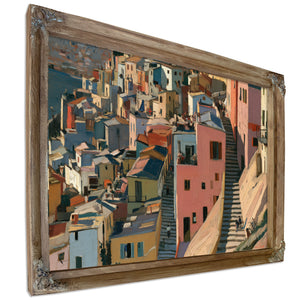 Hillside Village Stairway Warm Afternoon Light by Bella Frye