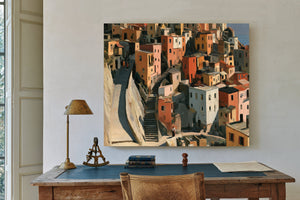 Hillside Village Stairways Warm Afternoon Light by Bella Frye