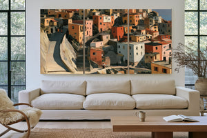 Hillside Village Stairways Warm Afternoon Light by Bella Frye