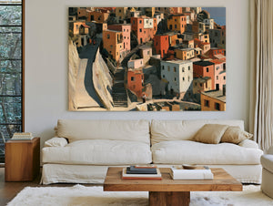 Hillside Village Stairways Warm Afternoon Light by Bella Frye