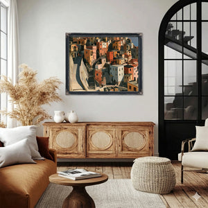 Hillside Village Stairways Warm Afternoon Light by Bella Frye