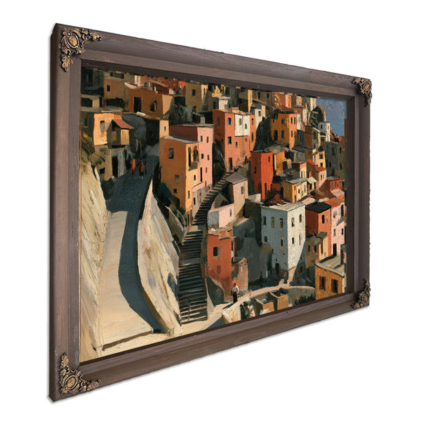 Hillside Village Stairways Warm Afternoon Light by Bella Frye