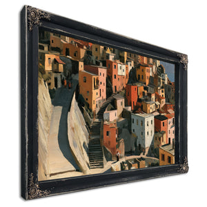 Hillside Village Stairways Warm Afternoon Light by Bella Frye