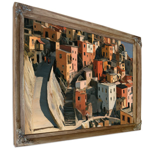 Hillside Village Stairways Warm Afternoon Light by Bella Frye