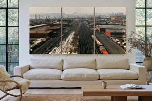 Industrial Rail Yard Aerial Hazy Morning by Bella Frye