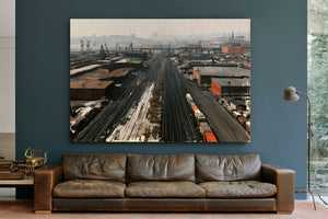 Industrial Rail Yard Aerial Hazy Morning by Bella Frye