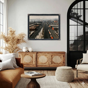 Industrial Rail Yard Aerial Hazy Morning by Bella Frye