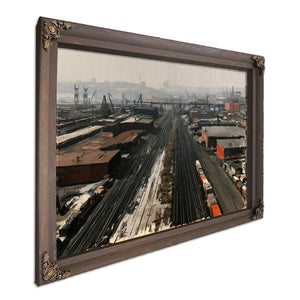 Industrial Rail Yard Aerial Hazy Morning by Bella Frye