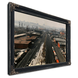 Industrial Rail Yard Aerial Hazy Morning by Bella Frye
