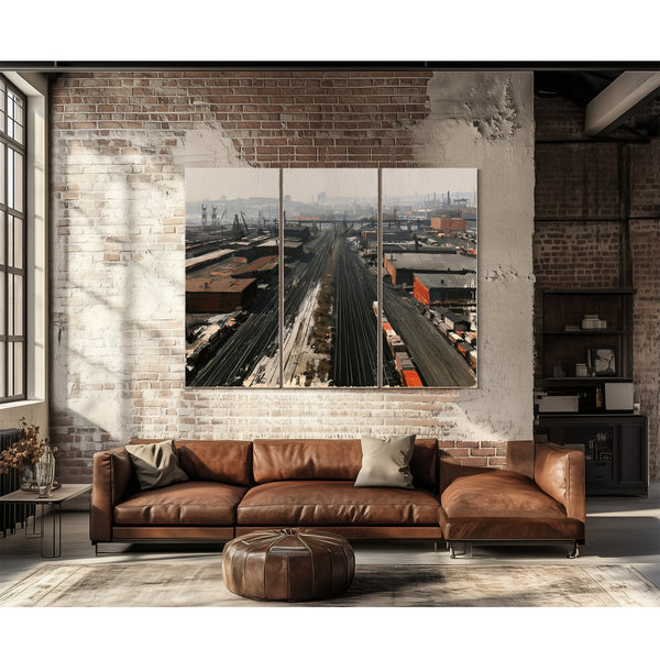 Industrial Rail Yard Aerial Hazy Morning by Bella Frye