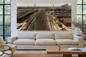 Industrial Rail Yard Hazy Afternoon View by Bella Frye