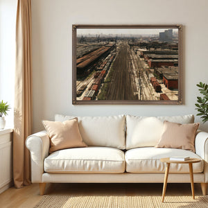 Industrial Rail Yard Hazy Afternoon View by Bella Frye