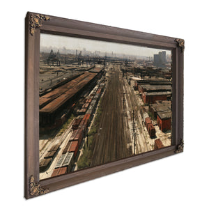 Industrial Rail Yard Hazy Afternoon View by Bella Frye