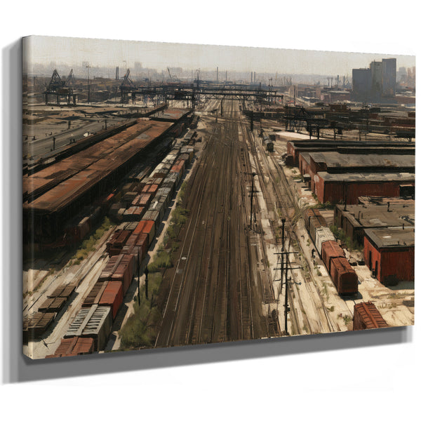Industrial Rail Yard Hazy Afternoon View by Bella Frye