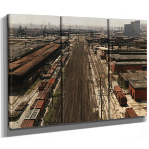Industrial Rail Yard Hazy Afternoon View by Bella Frye
