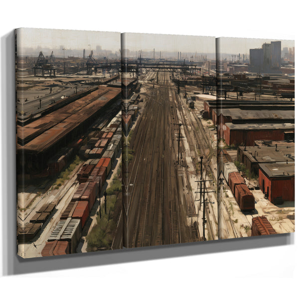Industrial Rail Yard Hazy Afternoon View by Bella Frye