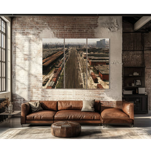 Industrial Rail Yard Hazy Afternoon View by Bella Frye