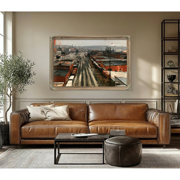 Industrial Rail Yard Overcast Urban Scene by Bella Frye