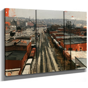 Industrial Rail Yard Overcast Urban Scene by Bella Frye