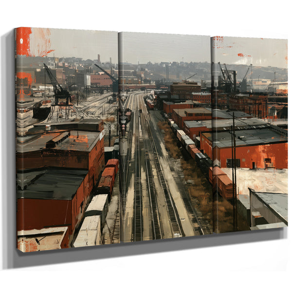 Industrial Rail Yard Overcast Urban Scene by Bella Frye